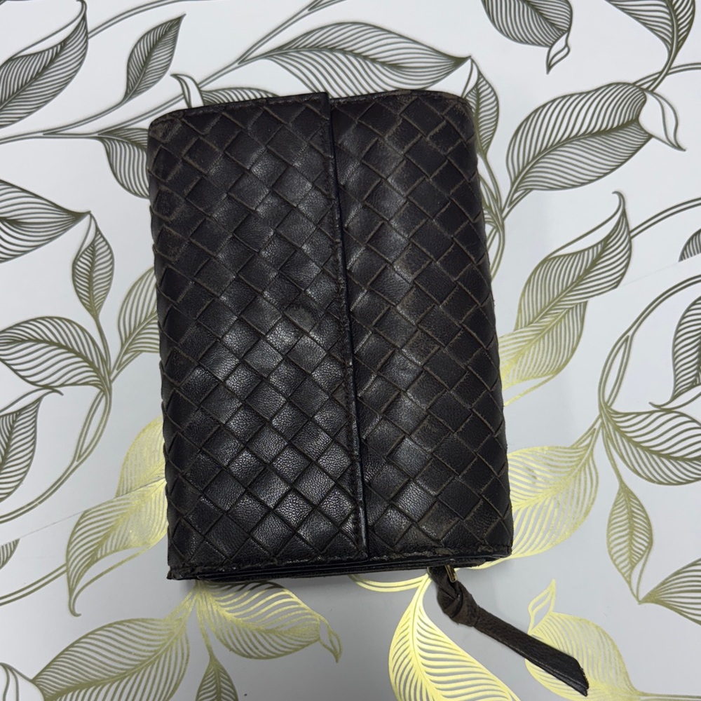 Brown Bottega Veneta Tri-fold Used Leather Wallet